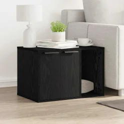 Outlet vidaXL Kattlåda 60x40x40 cm konstruerat trä Svart ek