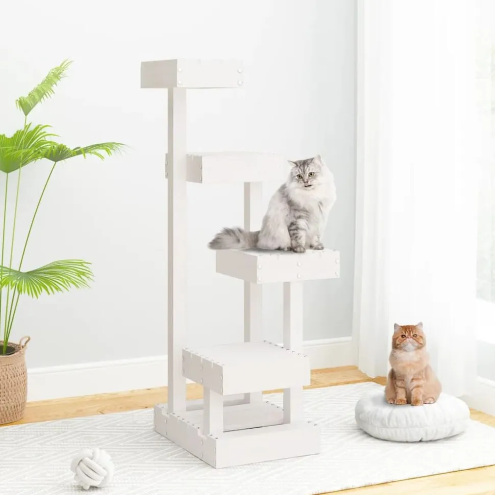 vidaXL Kattmöbel vit 45,5x49x103 cm massiv furu