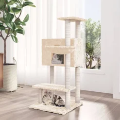 vidaXL Katträd med klöspelare sisal gräddvit 142 cm