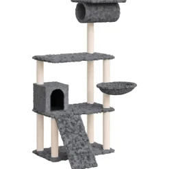 vidaXL Katträd med klöspelare i sisal mörkgrå 131 cm