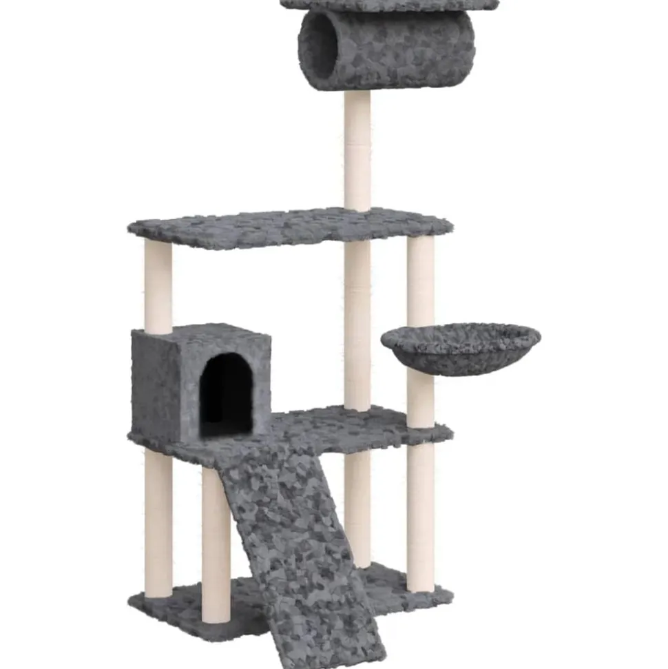vidaXL Katträd med klöspelare i sisal mörkgrå 131 cm