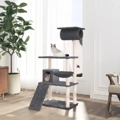 vidaXL Katträd med klöspelare i sisal mörkgrå 131 cm