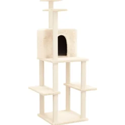 vidaXL Katträd med klöspelare sisal gräddvit 144,5 cm Kräm