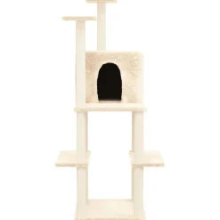 vidaXL Katträd med klöspelare sisal gräddvit 144,5 cm Kräm