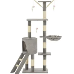 vidaXL Katträd med klöspelare i sisal 138 cm grå