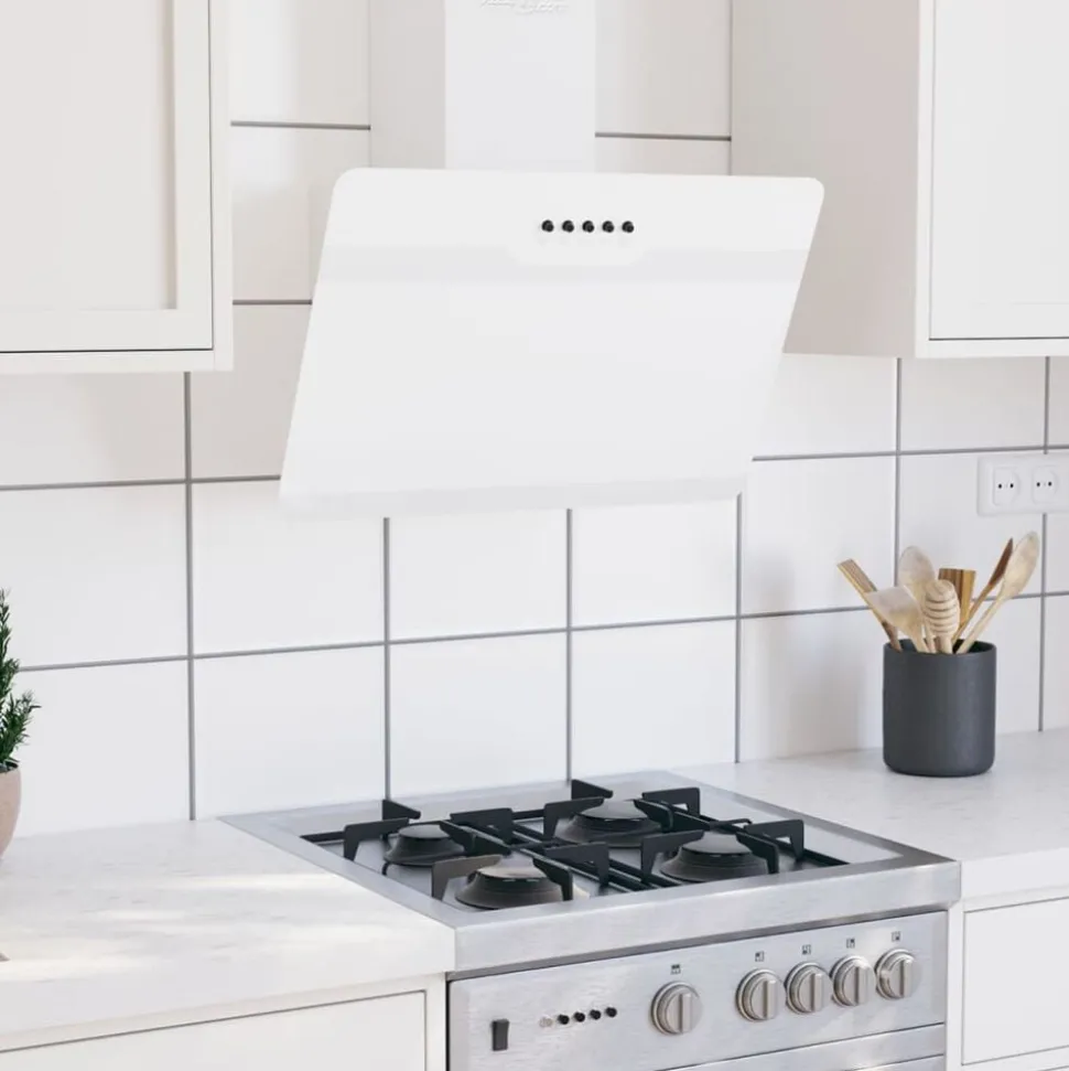 vidaXL Köksfläkt 60 cm stål och härdat glas vit