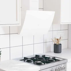 vidaXL Köksfläkt 60 cm stål och härdat glas vit