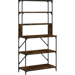 vidaXL Kökshylla 6 hyllplan rökfärgad ek 90x40x180 cm konstruerat trä