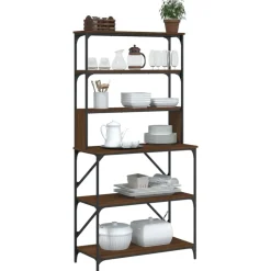 vidaXL Kökshylla 6 hyllplan brun ek 90x40x180 cm konstruerat trä