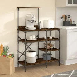 Clearance vidaXL Kökshylla 90x40x132 cm konstruerat trä och metall Rökfärgad ek