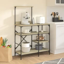 New vidaXL Kökshylla 90x40x132 cm konstruerat trä och metall Sonoma ek