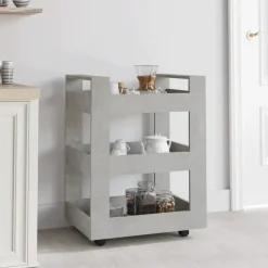 vidaXL Köksvagn betonggrå 60x45x80 cm konstruerat trä