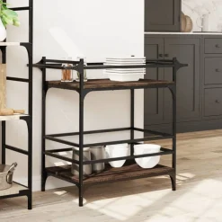 vidaXL Köksvagn brun ek 82x40x78,5 cm konstruerat trä