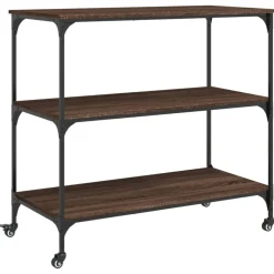 vidaXL Köksvagn brun ek 102x50x95 cm konstruerat trä