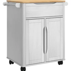 Discount vidaXL Köksvagn FLORO 72,5 x 45 x 80 cm Massiv furu Vit