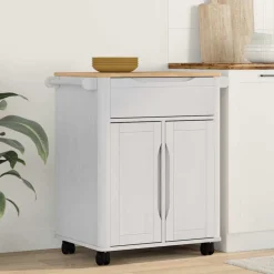 Discount vidaXL Köksvagn FLORO 72,5 x 45 x 80 cm Massiv furu Vit