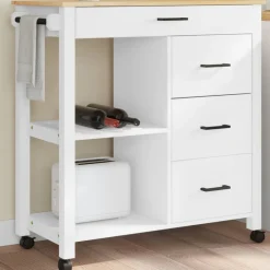 vidaXL Köksvagn MONZA 84x40x88,5 cm massivt furu Vit