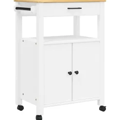 Clearance vidaXL Köksvagn MONZA 60x40x88,5 cm massivt furu Vit