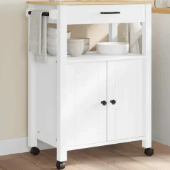Clearance vidaXL Köksvagn MONZA 60x40x88,5 cm massivt furu Vit