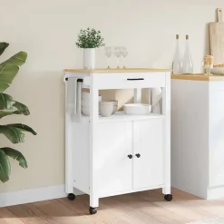 Clearance vidaXL Köksvagn MONZA 60x40x88,5 cm massivt furu Vit