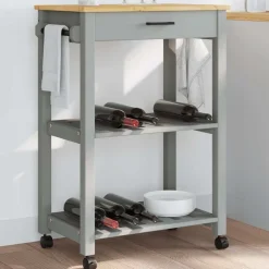 Clearance vidaXL Köksvagn MONZA 60x40x88,5 cm massivt furu Grå