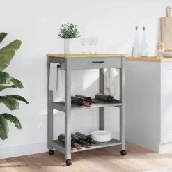 Clearance vidaXL Köksvagn MONZA 60x40x88,5 cm massivt furu Grå
