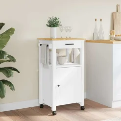 Clearance vidaXL Köksvagn MONZA 48x40x88,5 cm massivt furu Vit