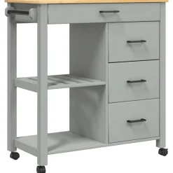Discount vidaXL Köksvagn MONZA 84x40x88,5 cm massivt furu Grå