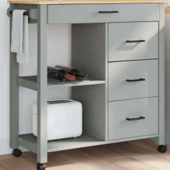 Discount vidaXL Köksvagn MONZA 84x40x88,5 cm massivt furu Grå