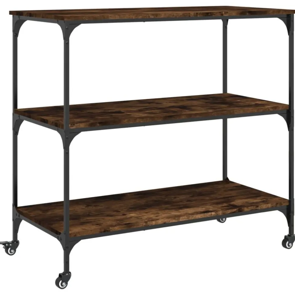 vidaXL Köksvagn rökfärgad ek 102x50x95 cm konstruerat trä
