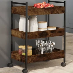 vidaXL Köksvagn rökfärgad ek 50x30x70 cm konstruerat trä