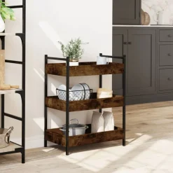 vidaXL Köksvagn rökfärgad ek 50x30x70 cm konstruerat trä