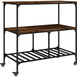 vidaXL Köksvagn rökfärgad ek 100x50x95 cm konstruerat trä