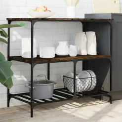 vidaXL Köksvagn rökfärgad ek 100x50x95 cm konstruerat trä