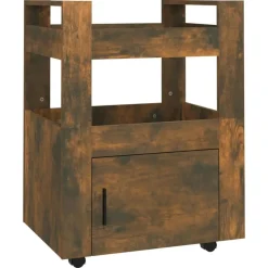 vidaXL Köksvagn rökfärgad ek 60x45x80 cm konstruerat trä
