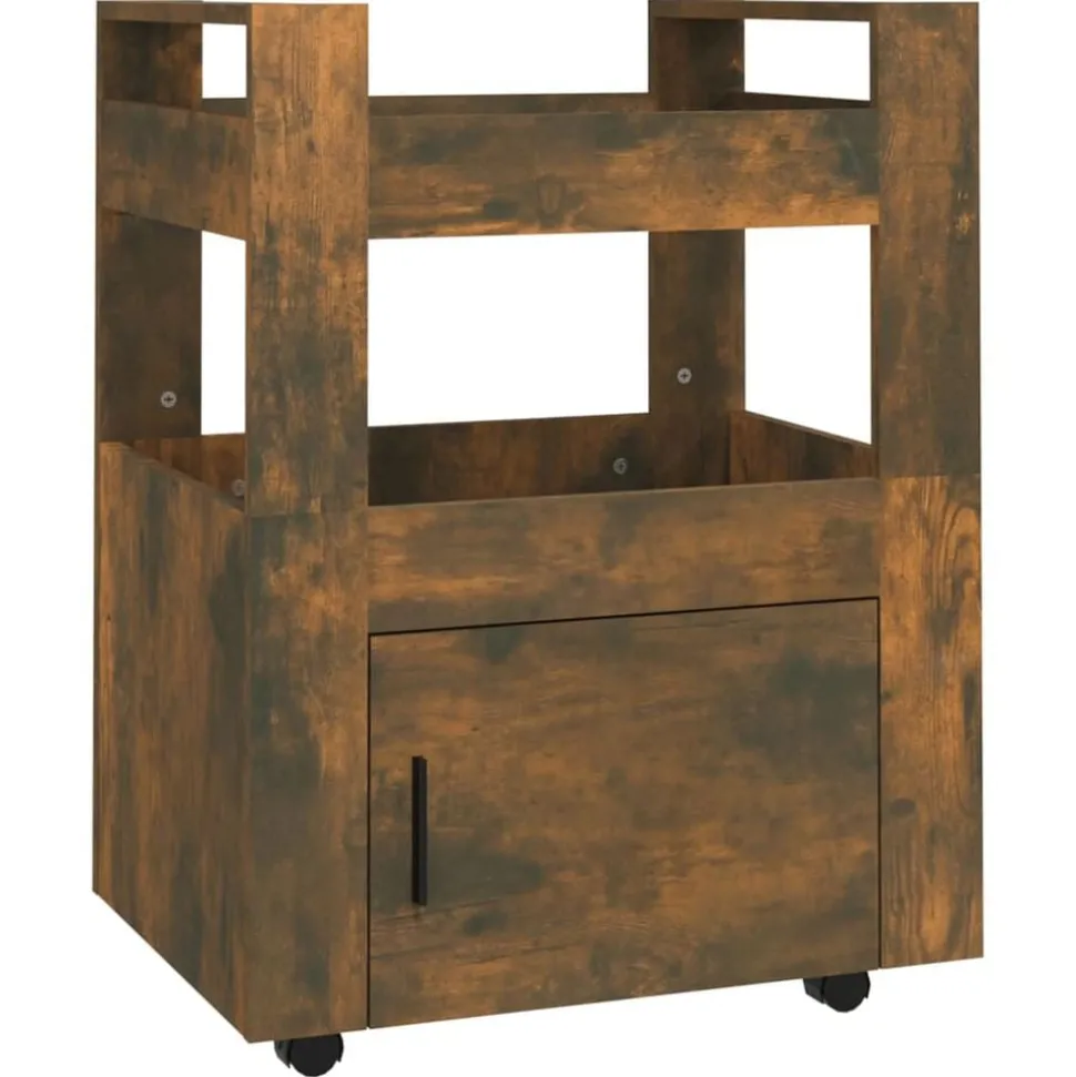 vidaXL Köksvagn rökfärgad ek 60x45x80 cm konstruerat trä