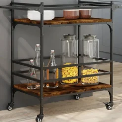 vidaXL Köksvagn rökfärgad ek 82x40x78,5 cm konstruerat trä