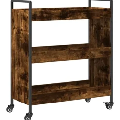 vidaXL Köksvagn rökfärgad ek 70x30x82 cm konstruerat trä