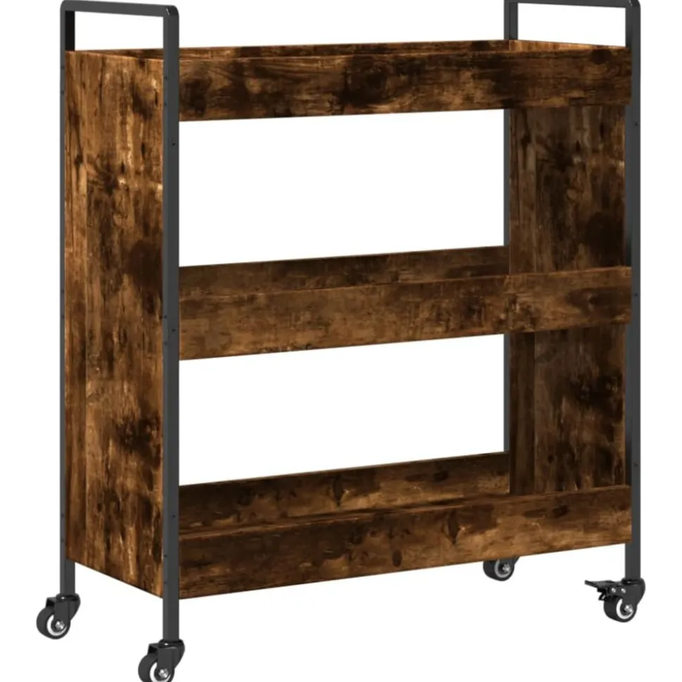 vidaXL Köksvagn rökfärgad ek 70x30x82 cm konstruerat trä