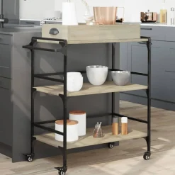 Outlet vidaXL Köksvagn sonoma-ek 81,5x41x92,5 cm konstruerat trä Sonoma ek