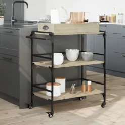 Outlet vidaXL Köksvagn sonoma-ek 81,5x41x92,5 cm konstruerat trä Sonoma ek