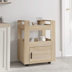 vidaXL Köksvagn sonoma-ek 60x45x80 cm konstruerat trä