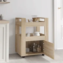 vidaXL Köksvagn sonoma-ek 60x45x80 cm konstruerat trä