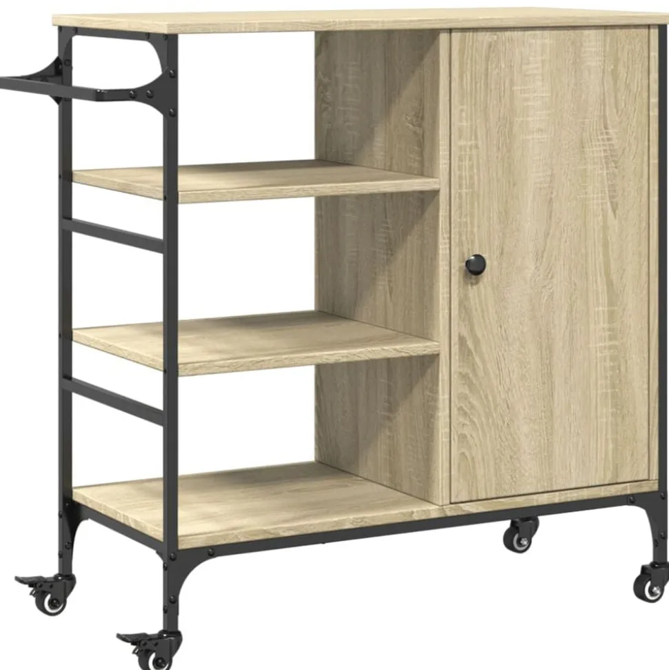 vidaXL Köksvagn sonoma-ek 87,5x38,5x84,5 cm konstruerat trä