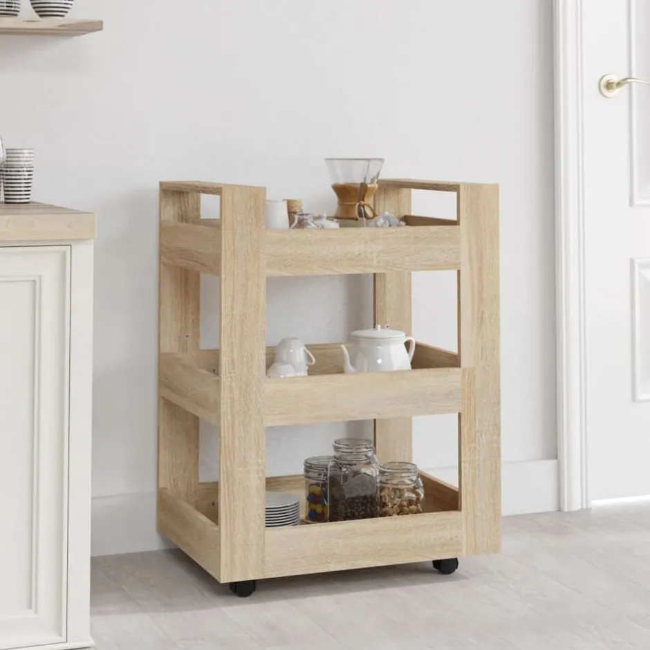 Discount vidaXL Köksvagn sonoma-ek 60x45x80 cm konstruerat trä Sonoma ek