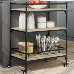 vidaXL Köksvagn sonoma-ek 65x40x86,5 cm konstruerat trä Sonoma ek