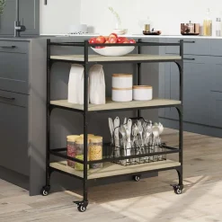 vidaXL Köksvagn sonoma-ek 65x40x86,5 cm konstruerat trä Sonoma ek