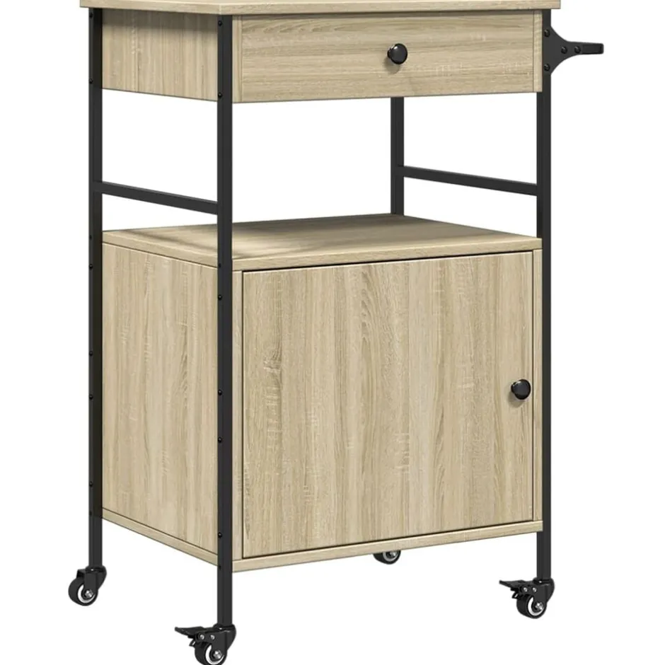 Discount vidaXL Köksvagn sonoma-ek 56x43x89,5 cm konstruerat trä Sonoma ek