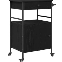 Clearance vidaXL Köksvagn 56 x 43 x 89,5 cm Konstruerat trä Svart ek