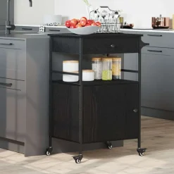 Clearance vidaXL Köksvagn 56 x 43 x 89,5 cm Konstruerat trä Svart ek